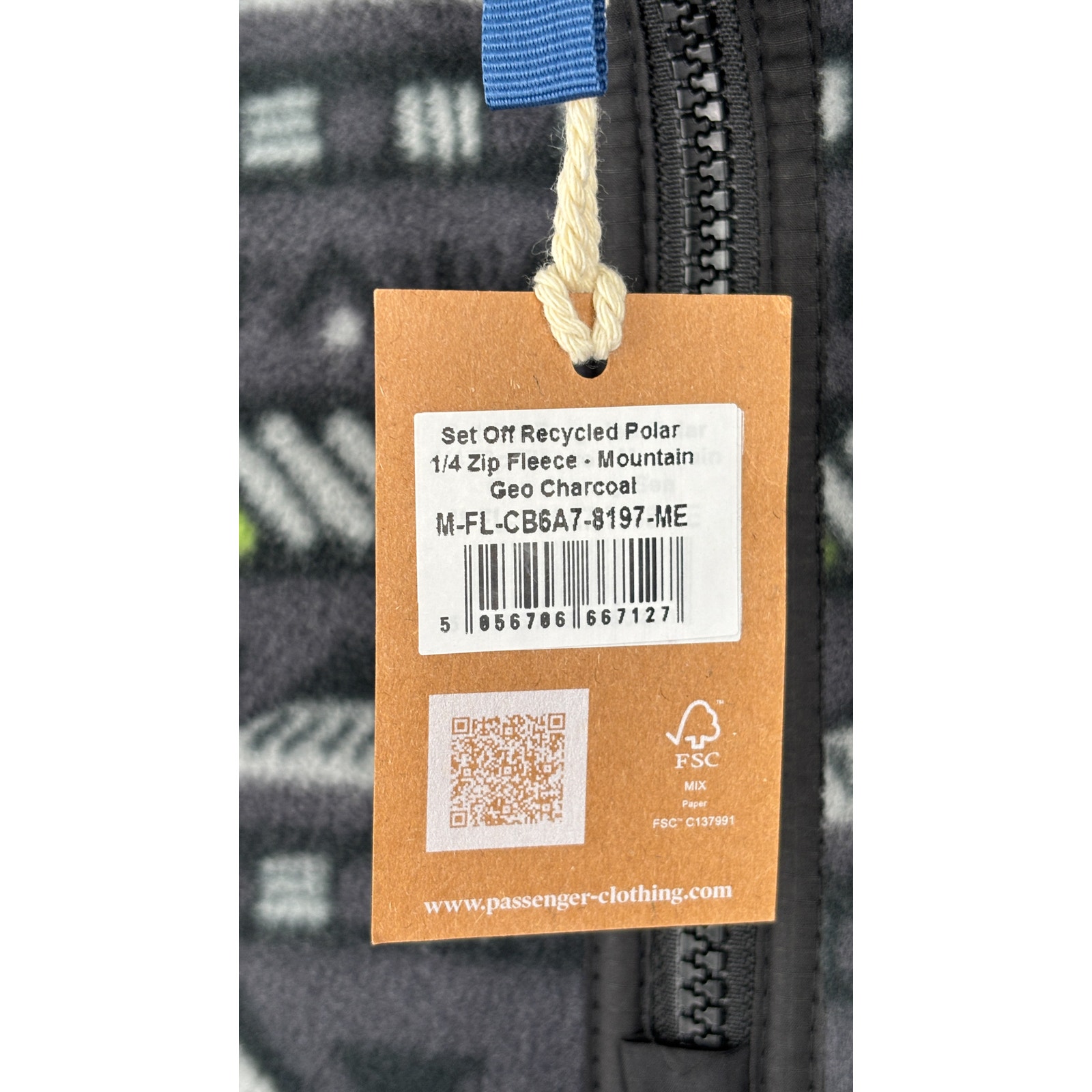 Passenger Set Off Recycled Polar 1/4 Zip Fleece Men Medium Mountain Geo Charcoal — image 8 of 8